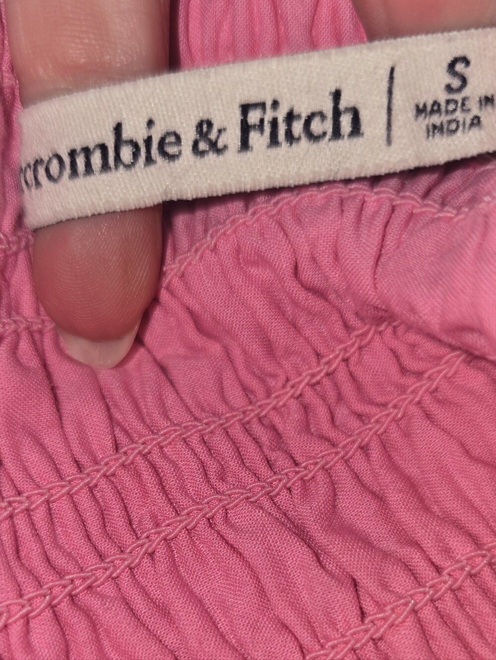 Abercrombie & Fitch Smocked Ruffle Strap Midi Dress - Barbie Pink Size: Small - Picture 6 of 7